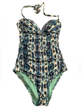NWT STYLISH SWIMWEAR ONE PIECE BLUE TIE DYE SWIMSUIT SIZE S